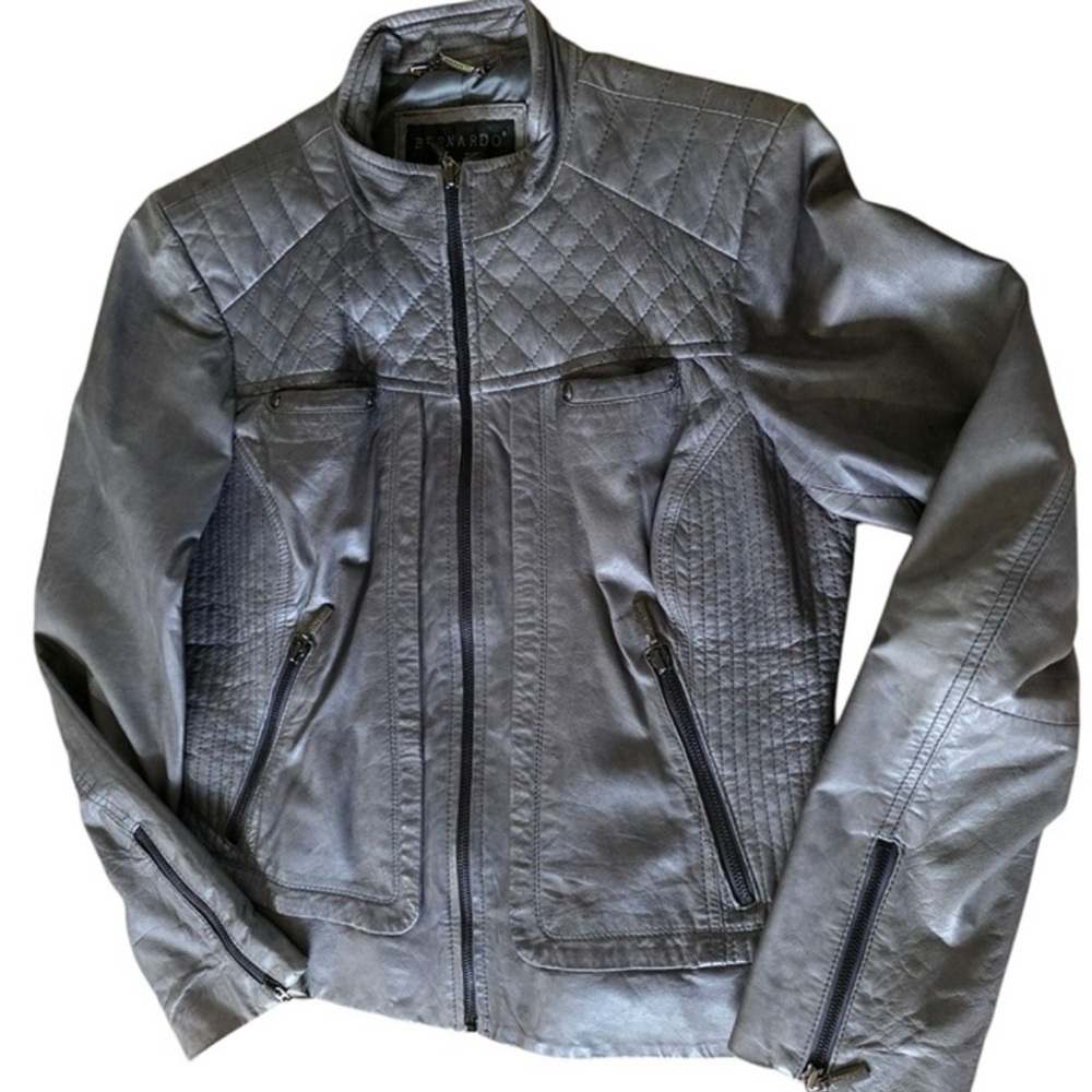 Bernardo Leather, Women's Jacket, Dark Gray, Size Medium